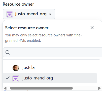 Select resource owner for fine-grained token